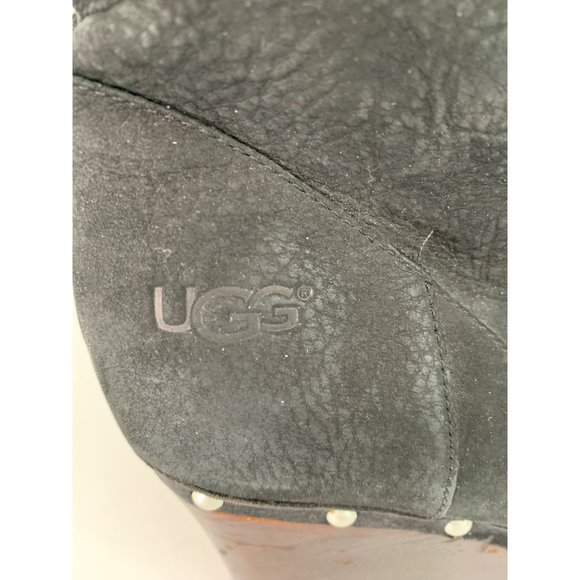 UGG Carnegie Black Suede & Shearling Lined Boots Size 9 1001317 Stud 6809 - Picture 3 of 14